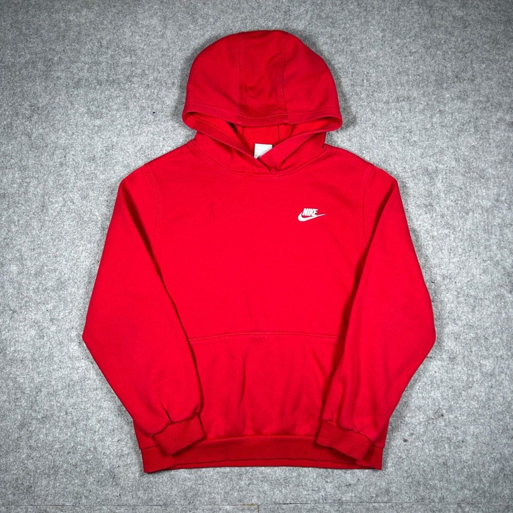 Nike pullover hoodie boys size XL red‎ sportswear swoosh logo lounge active